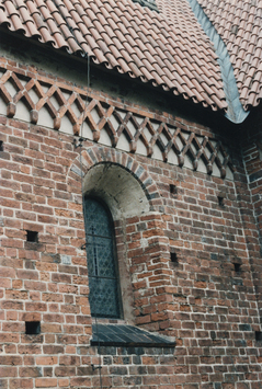Vorschaubild Dorfkirche, Langhaus, Zierleiste (Foto 1990)